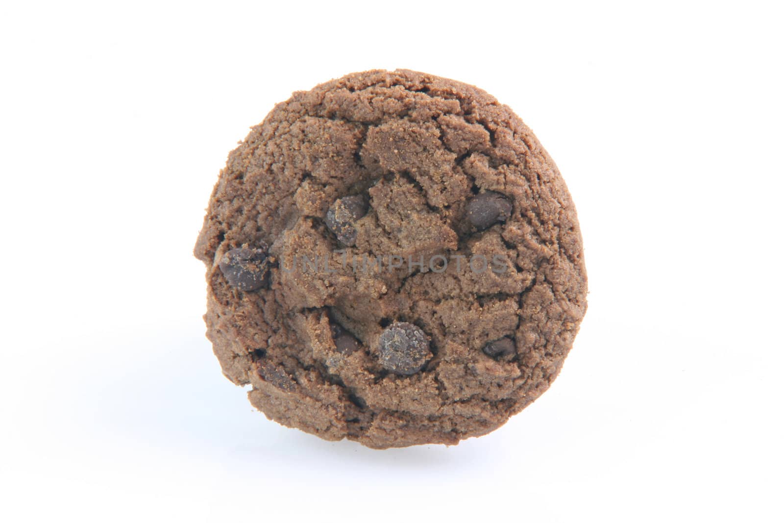one chocolate biscuits cookies isolated on white background food bakery concepts front