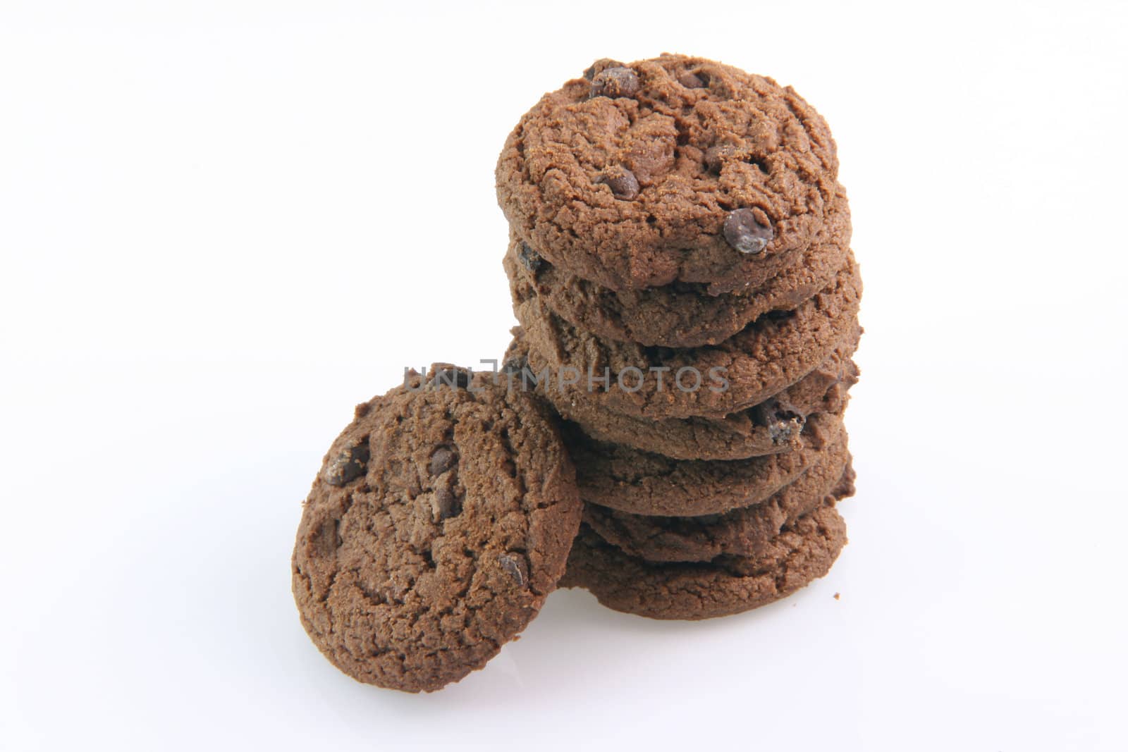 chocolate biscuits cookies isolated on white background food bakery concepts with copy space