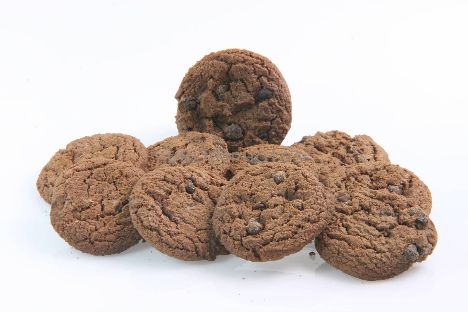 chocolate biscuits cookies isolated on white background food bakery concepts with copy space