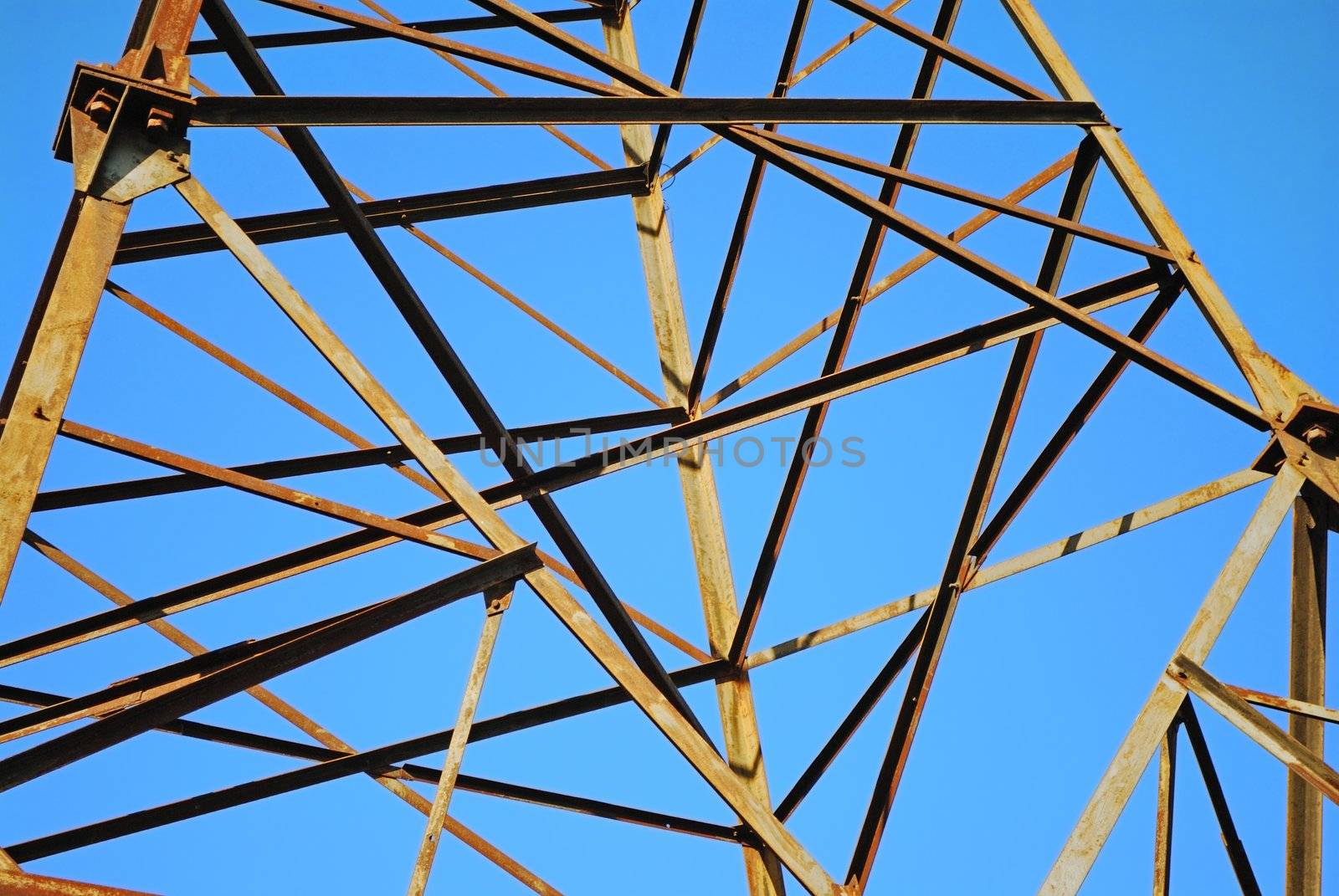 details of steel constructions on a background a serene