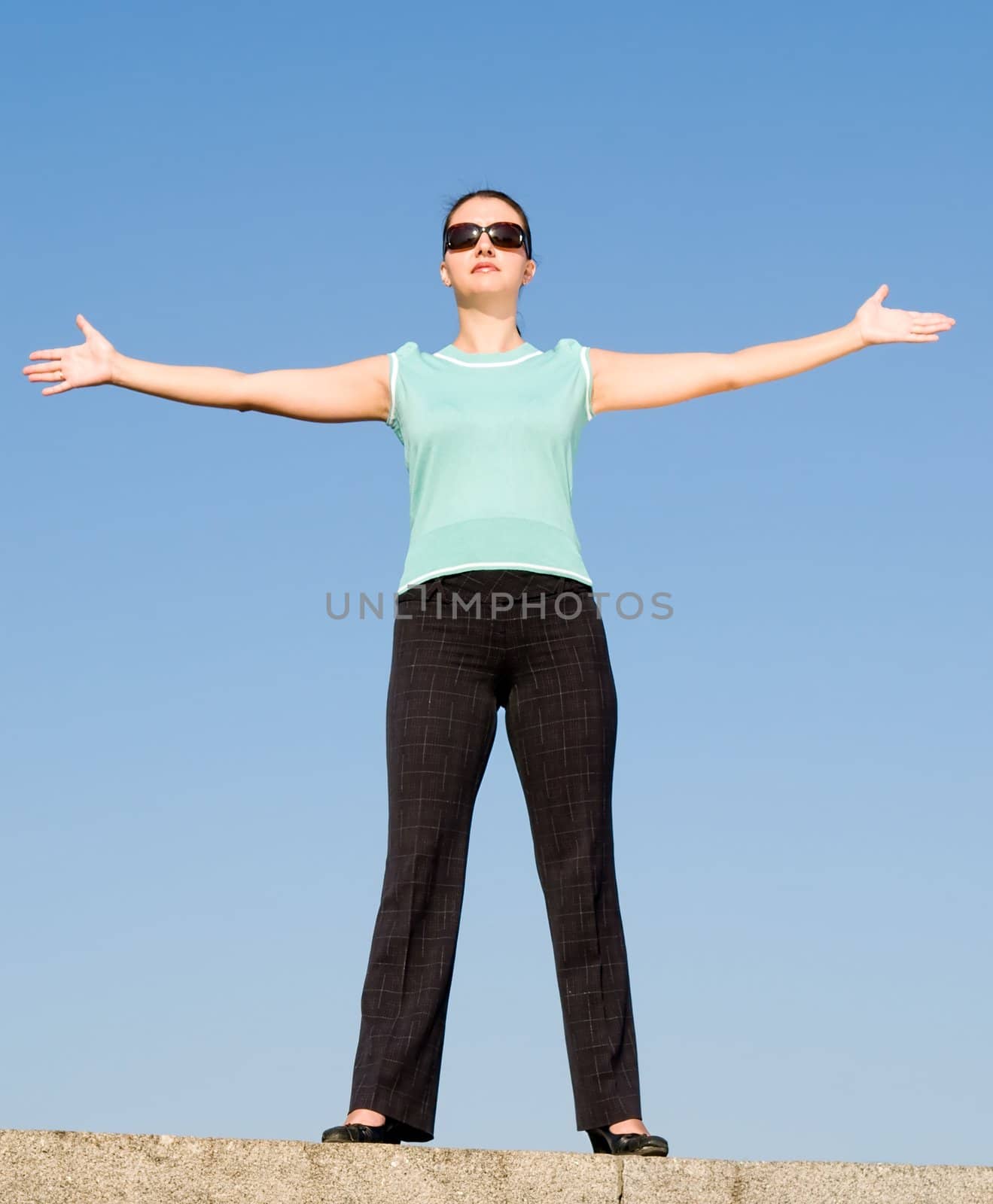 beautiful woman with sky at background