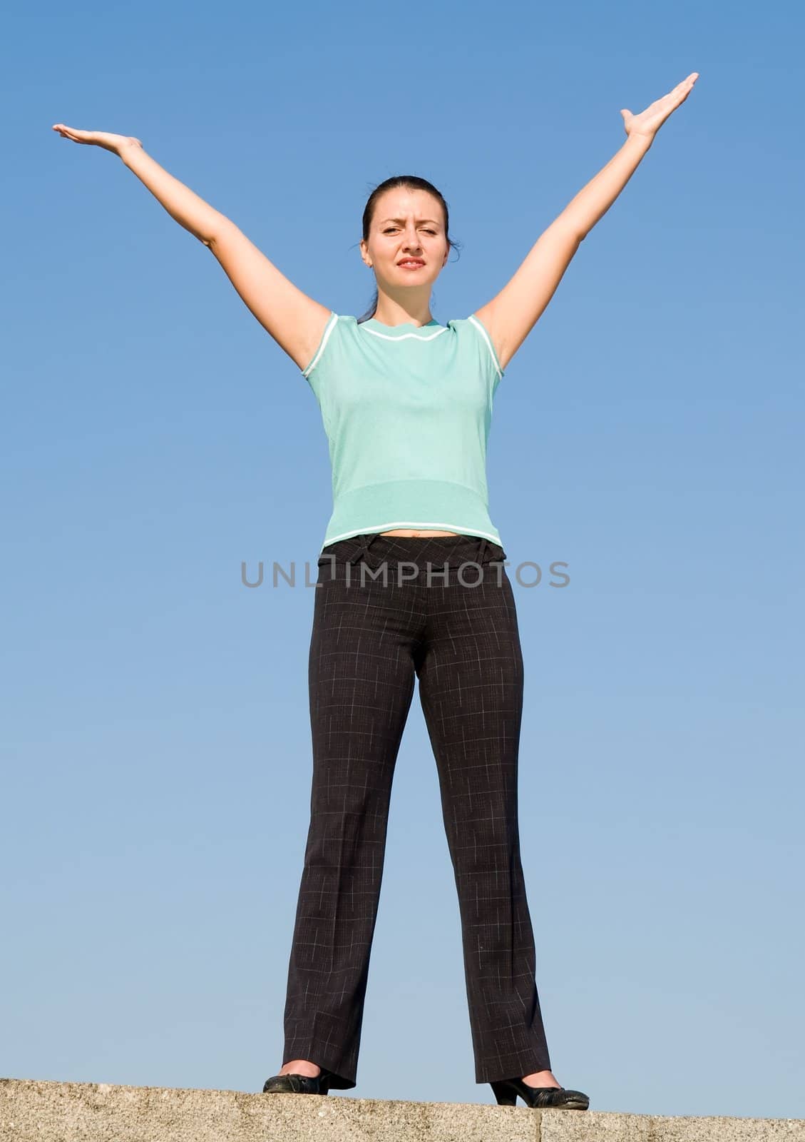 beautiful woman with sky at background