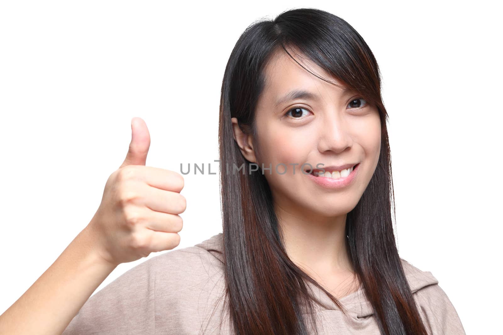 woman with thumbs up