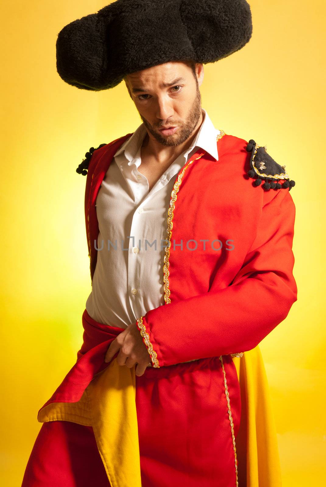 Bullfighter courage red yellow humor spanish colors  by dgmata