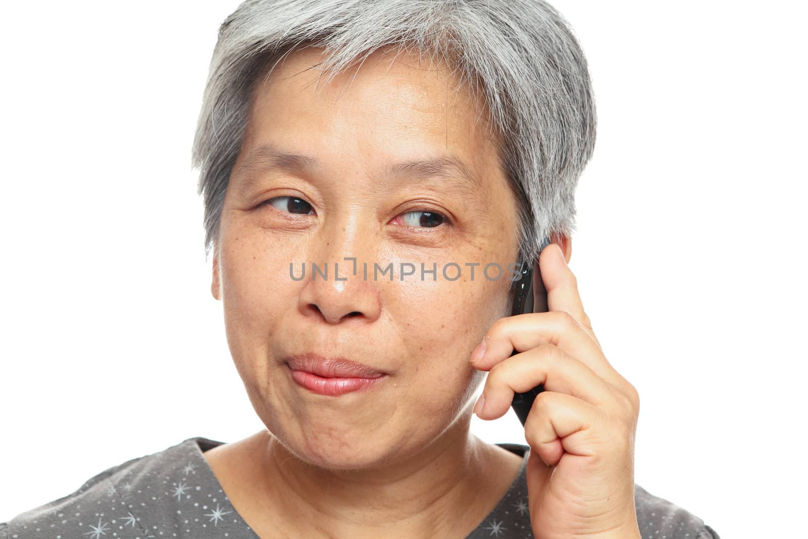 mature woman using mobile phone