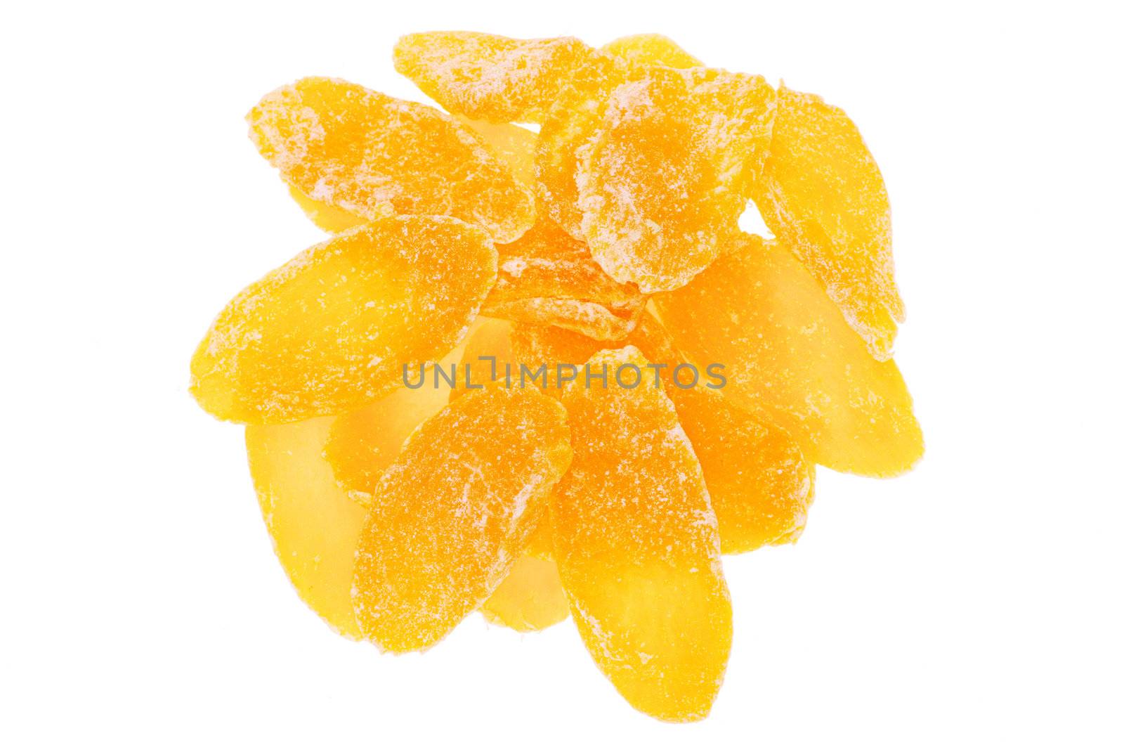 Dried fruit on white background