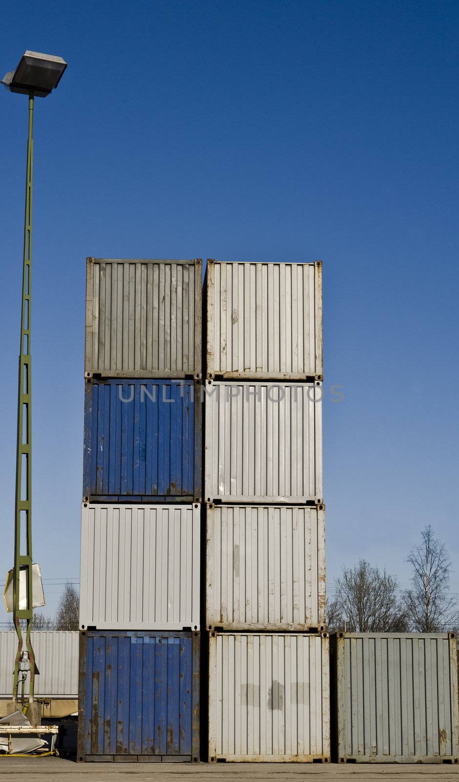 Cargo Containers towards blue sky