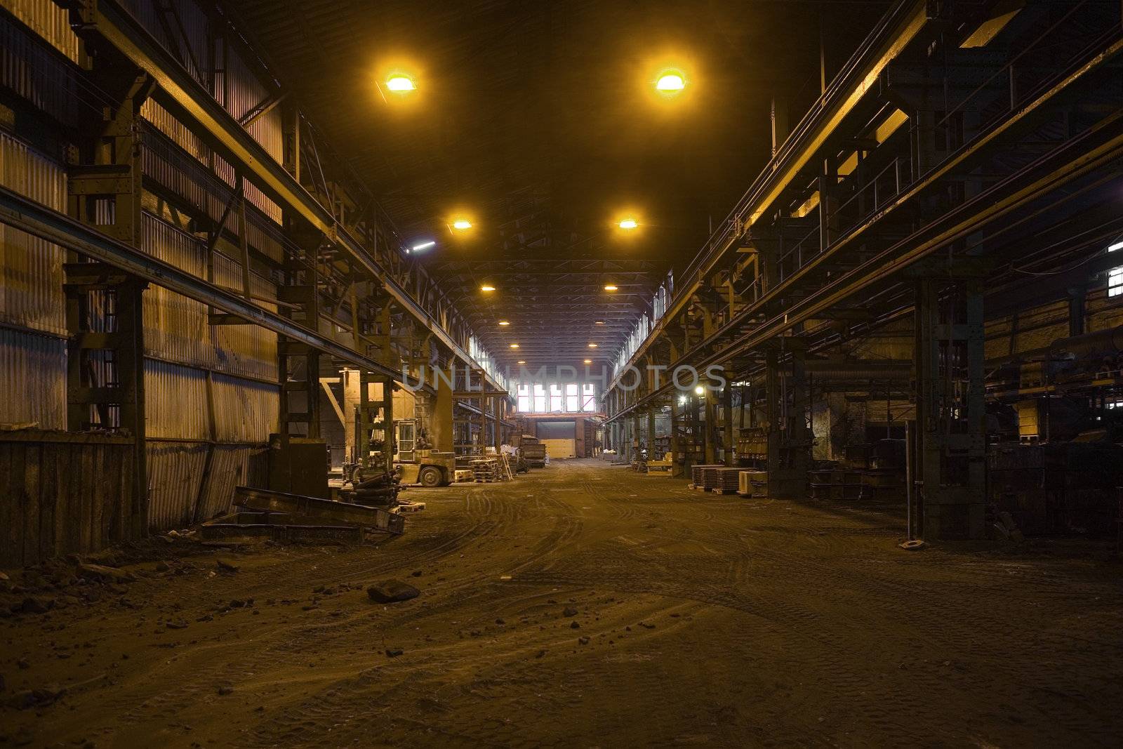 Interior of a worn warehouse