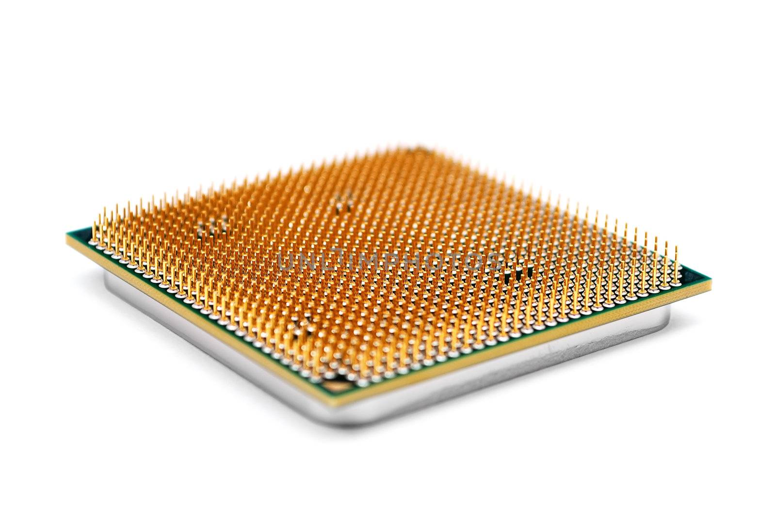 CPU closeup on white background