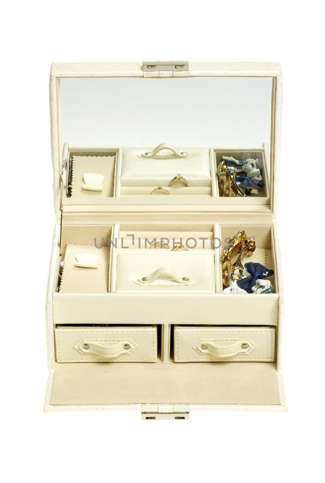 leather cosmetic box on white background