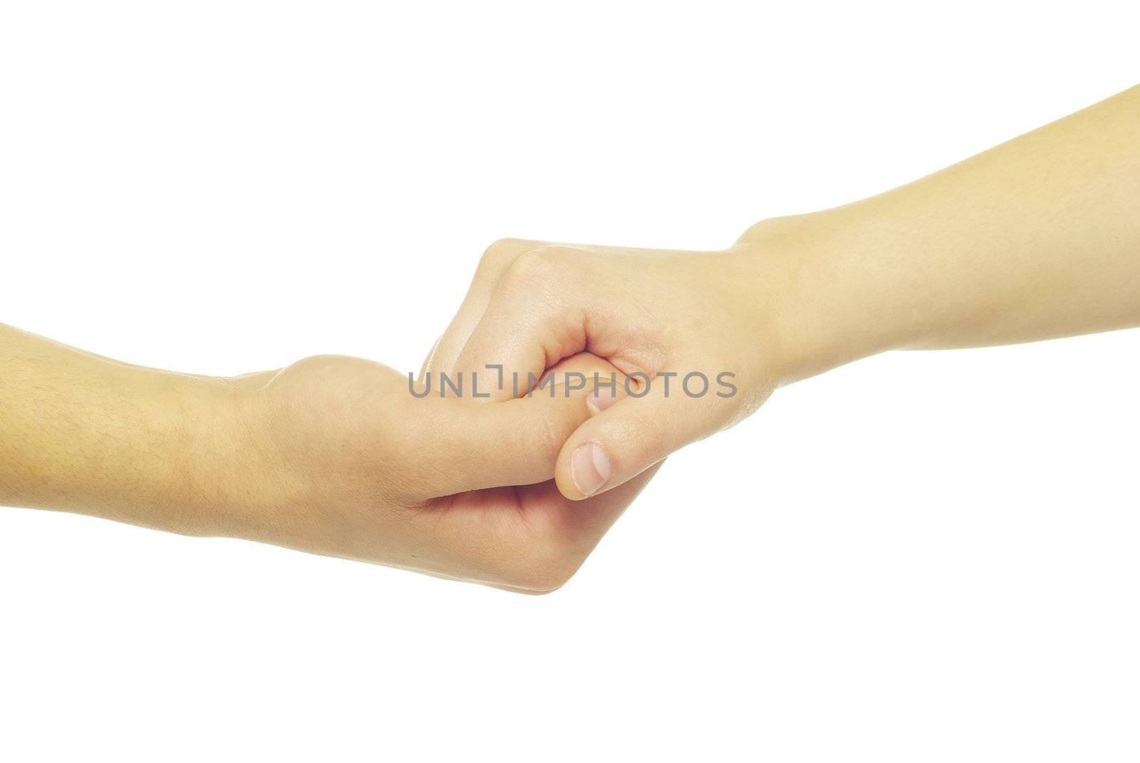 Man and woman hands isolated on white background