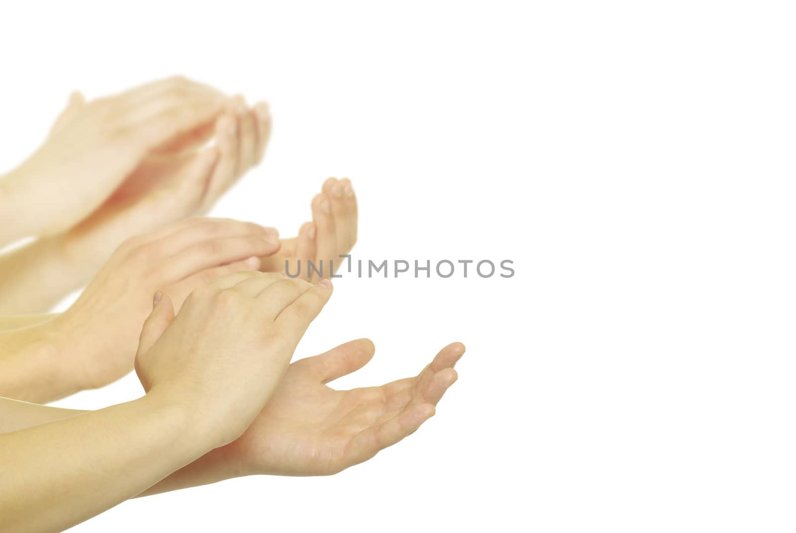 Man is giving applause on a white background