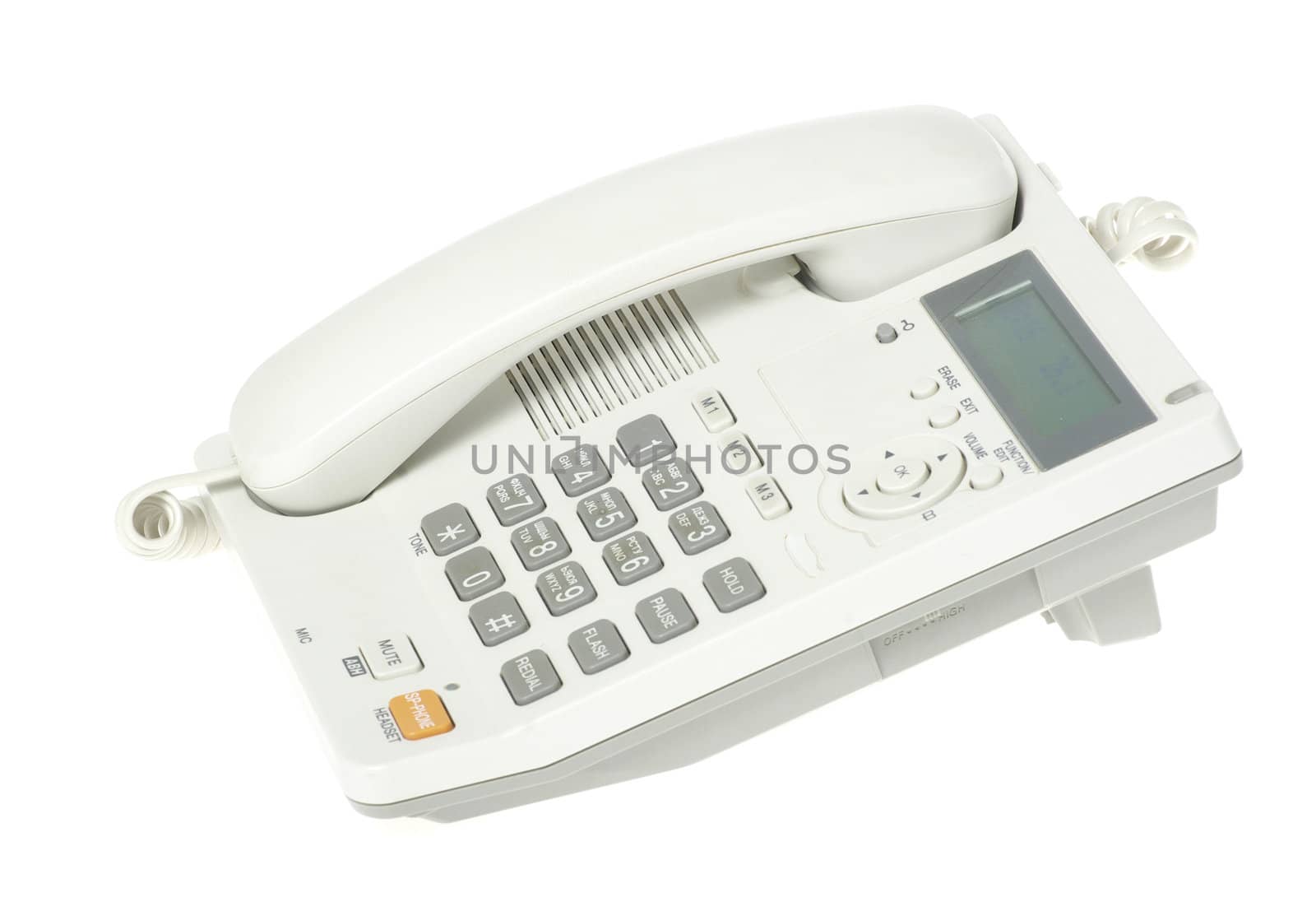 white office telephone on a white  background