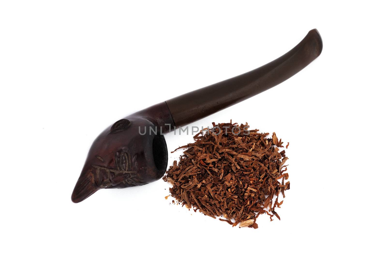 old pipe tobacco on a white background