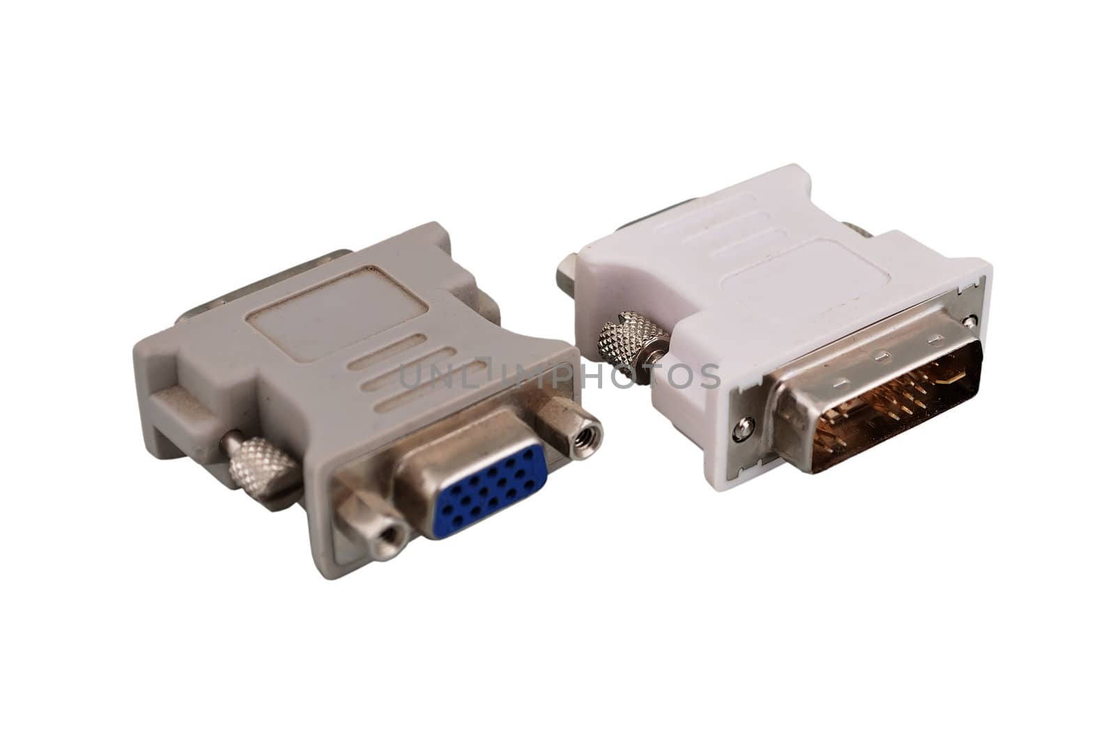 two vga adapters on a white background