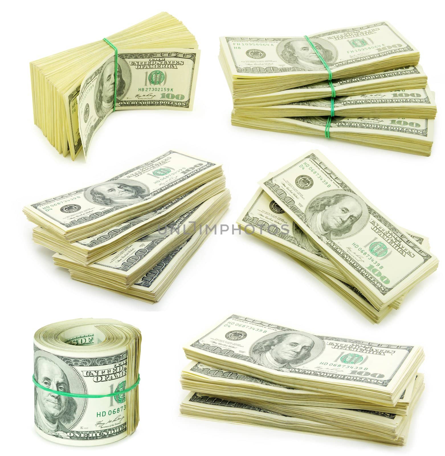 lot of money isolated on white background