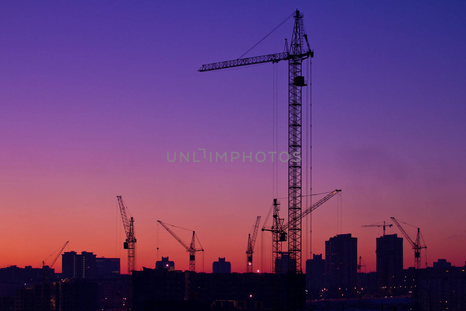 city under construction on sunrise