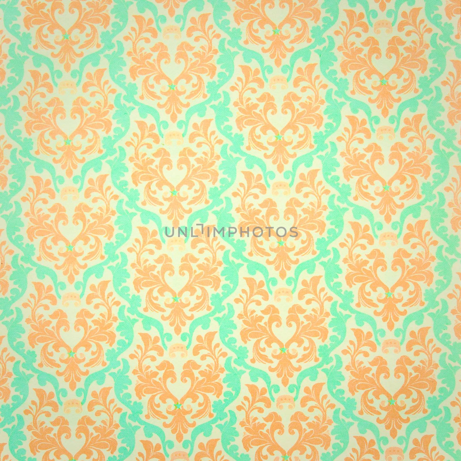 Close up of patterned wallpaper with subtle vignette