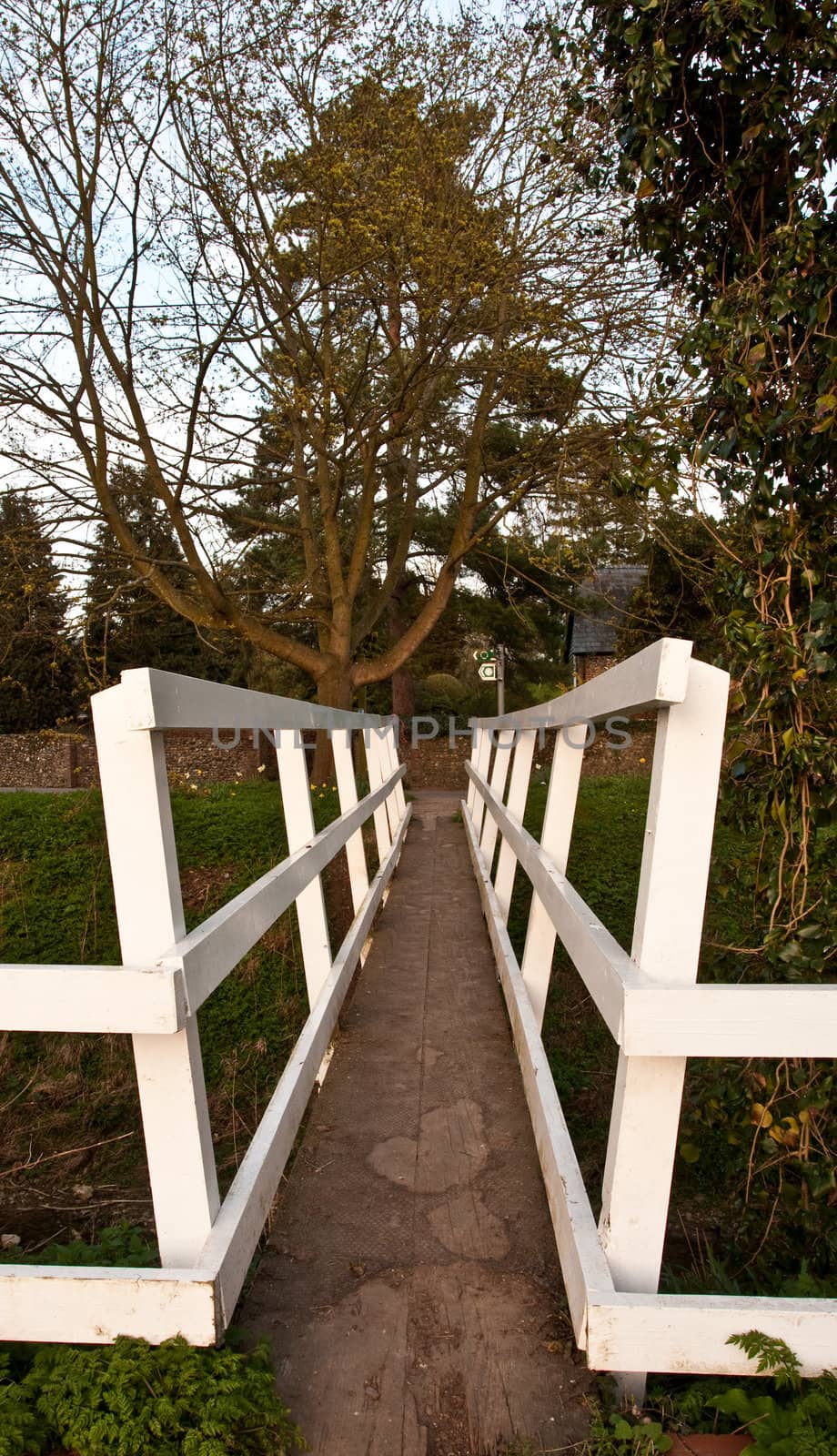 Striking white footbridge