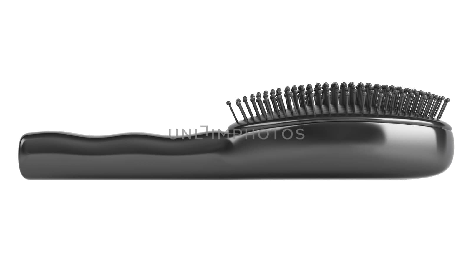 Black hairbrush isolated on white background