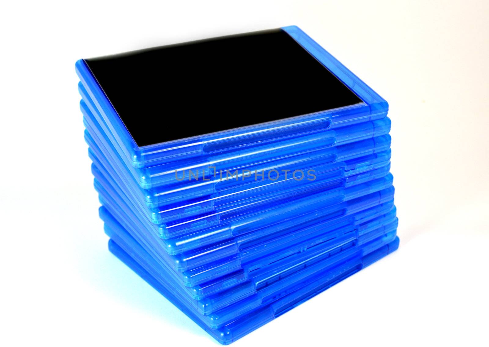 Stack of Bluray disk boxes by artofphoto