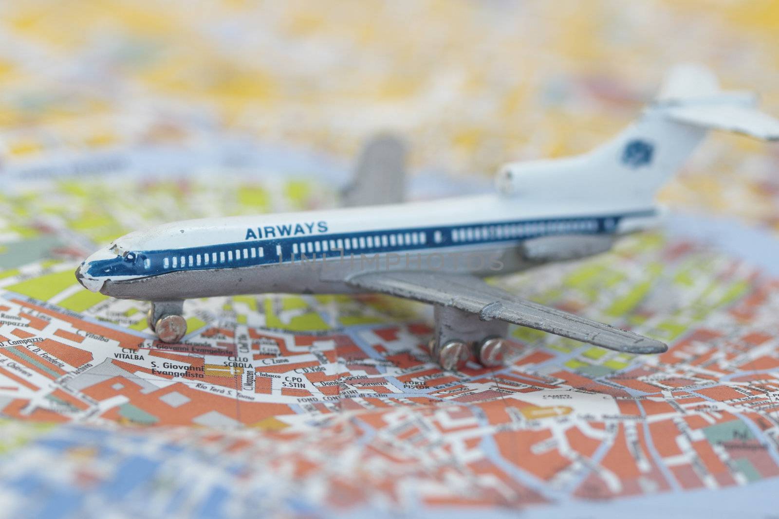 Toy Airplane on map of Venice by sacatani