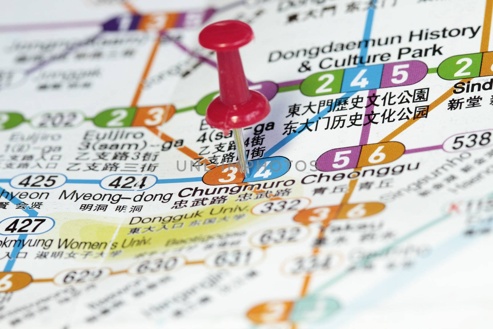 Subway map of Seoul with destination concept.
