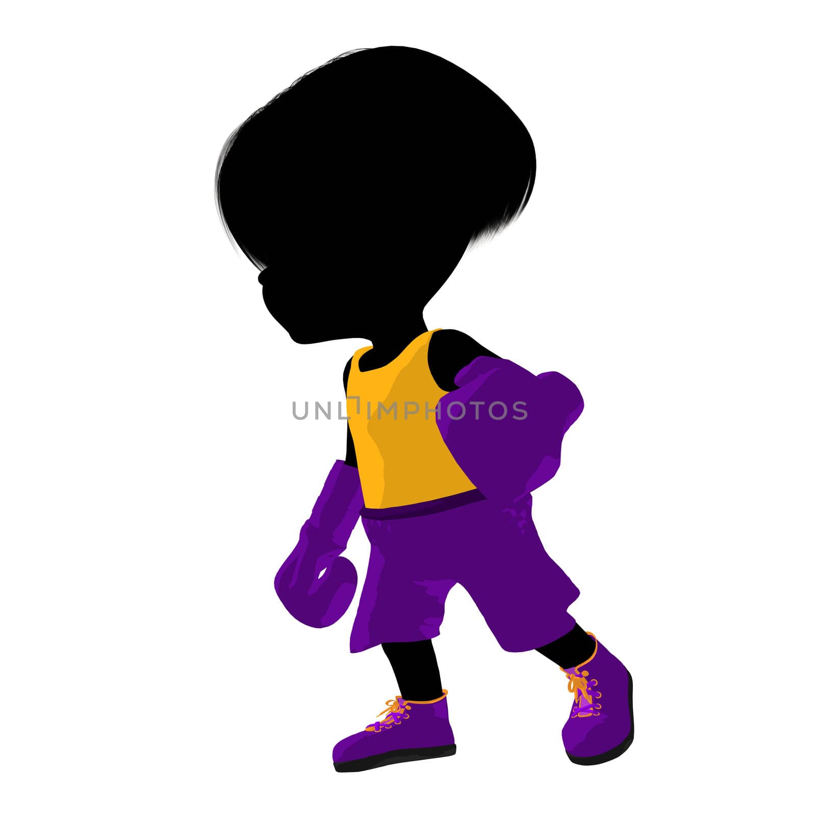 Little Boxer Girl Illustration Silhouette by kathygold