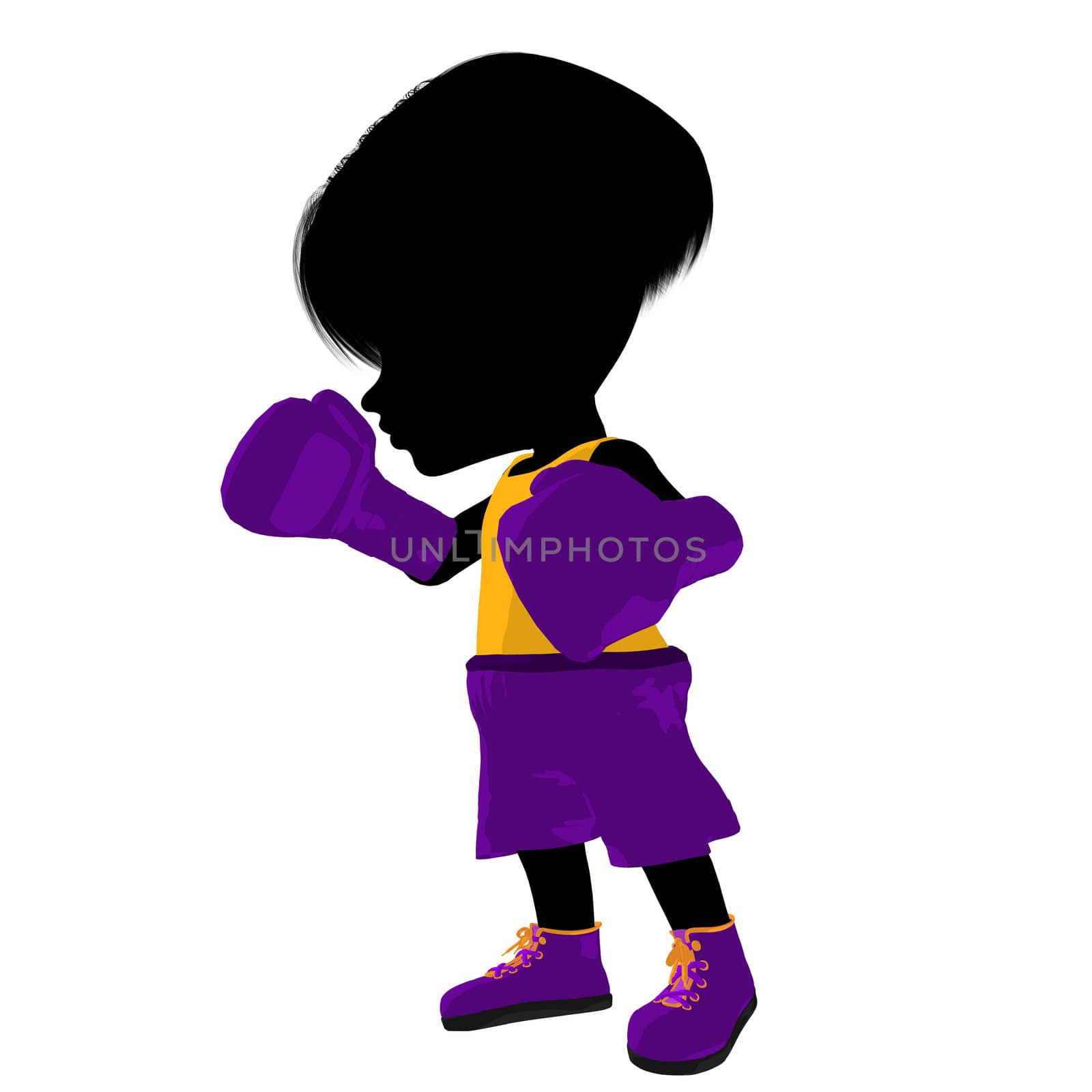 Little boxer girl on a white background