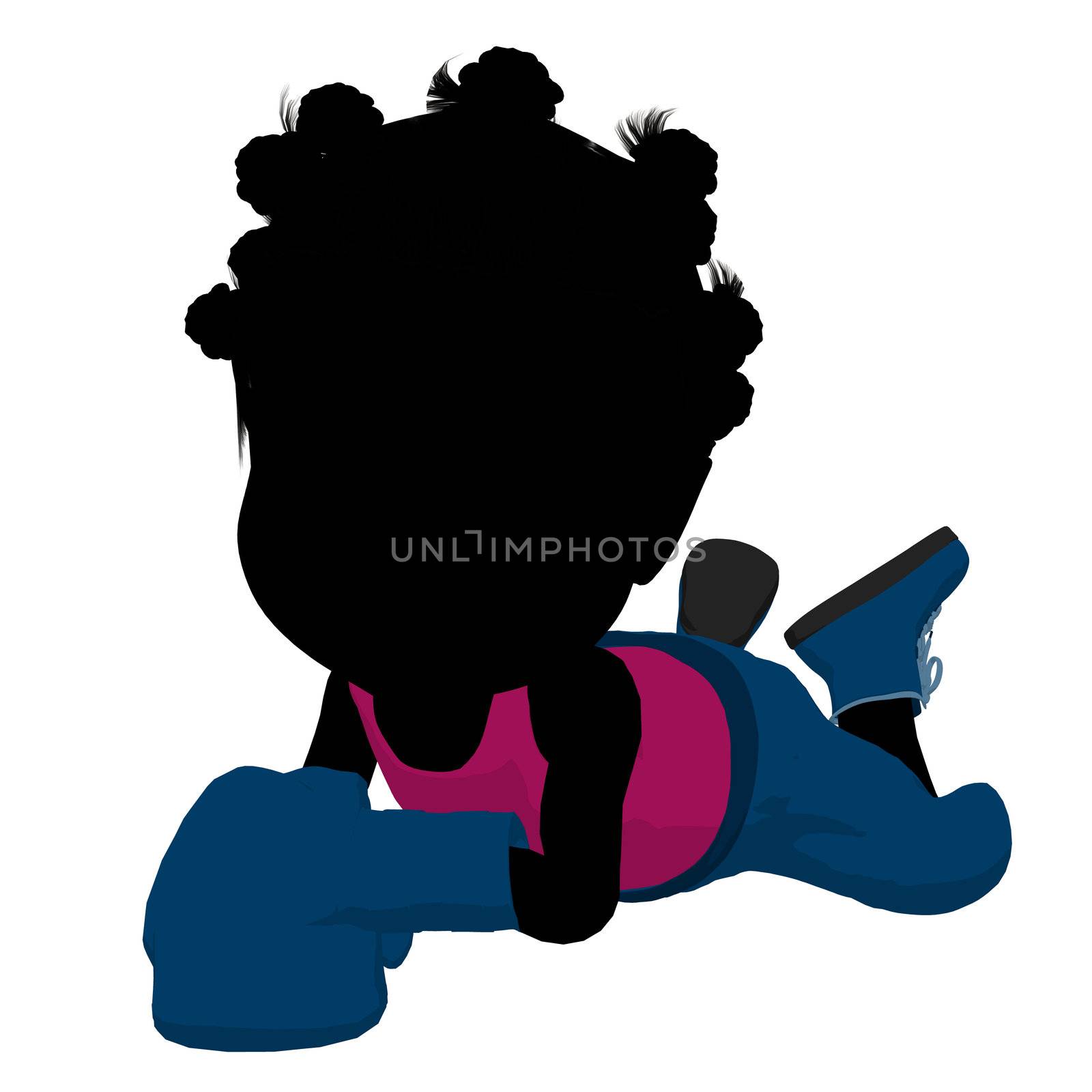 Little African American Boxer Girl Illustration Silhouette by kathygold