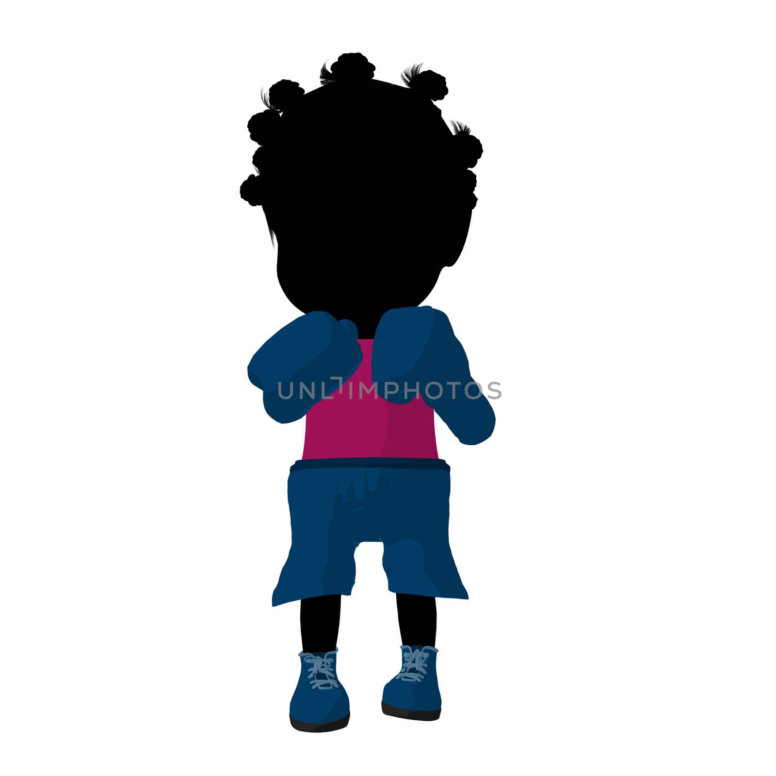 Little African American Boxer Girl Illustration Silhouette by kathygold