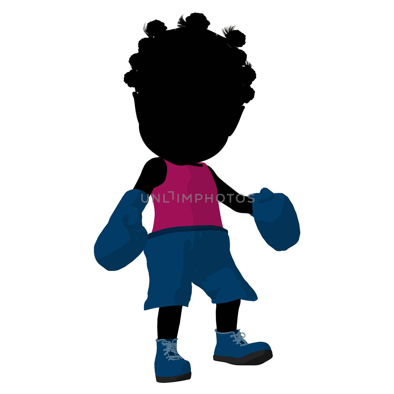 Little African American Boxer Girl Illustration Silhouette by kathygold