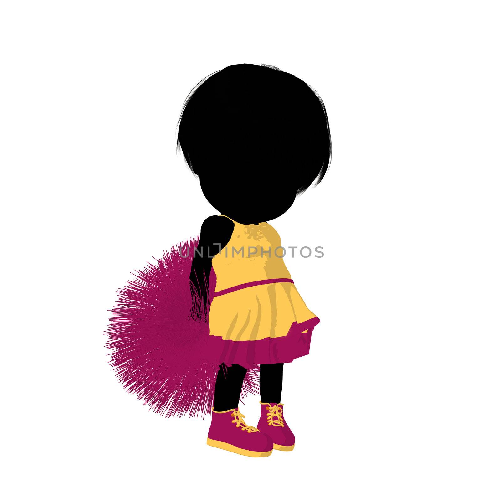 Little cheer girl on a white background