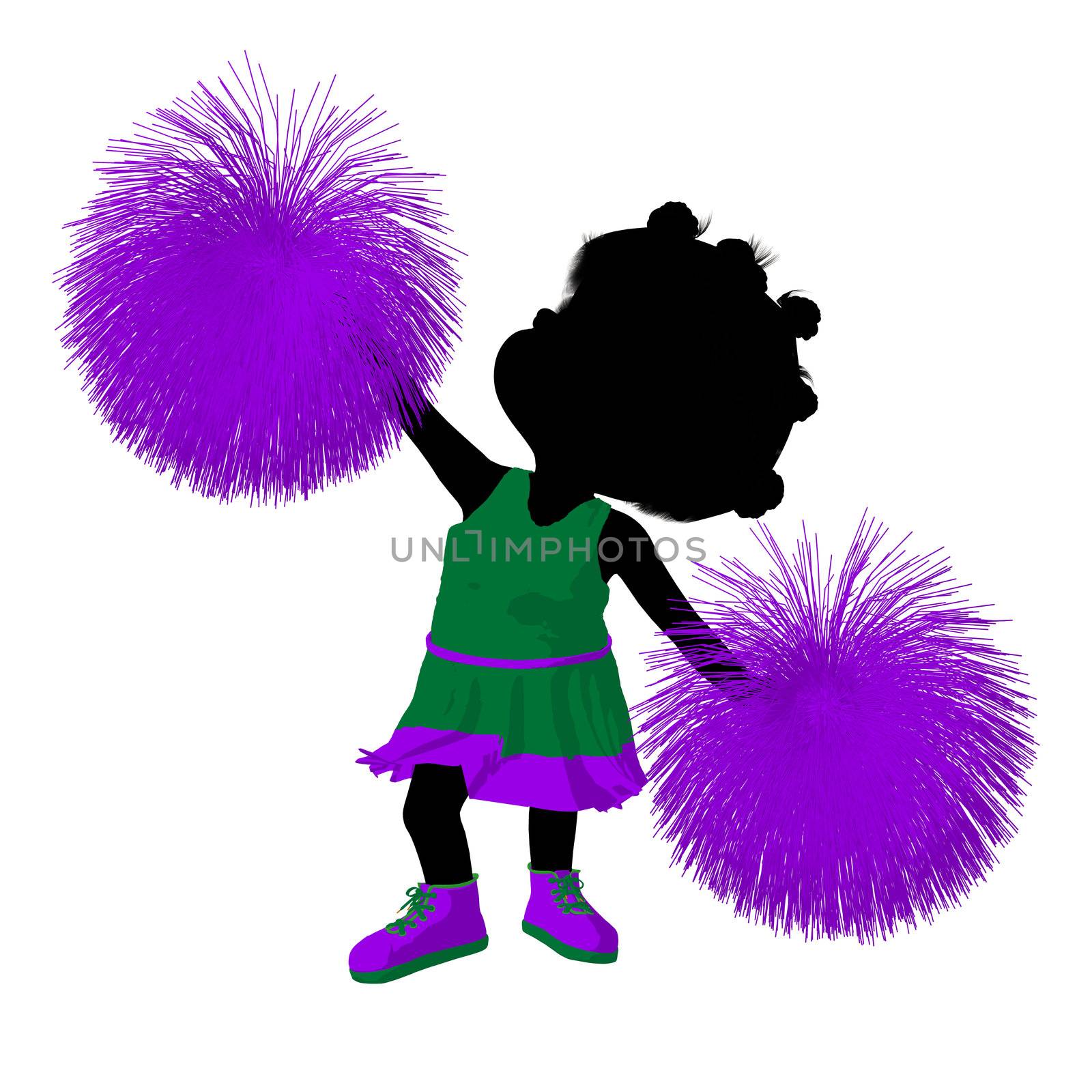Little African American Cheer Girl Illustration Silhouette by kathygold