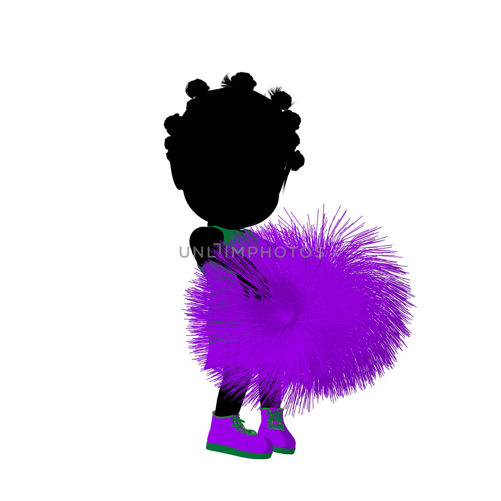 Little african american cheer girl on a white background