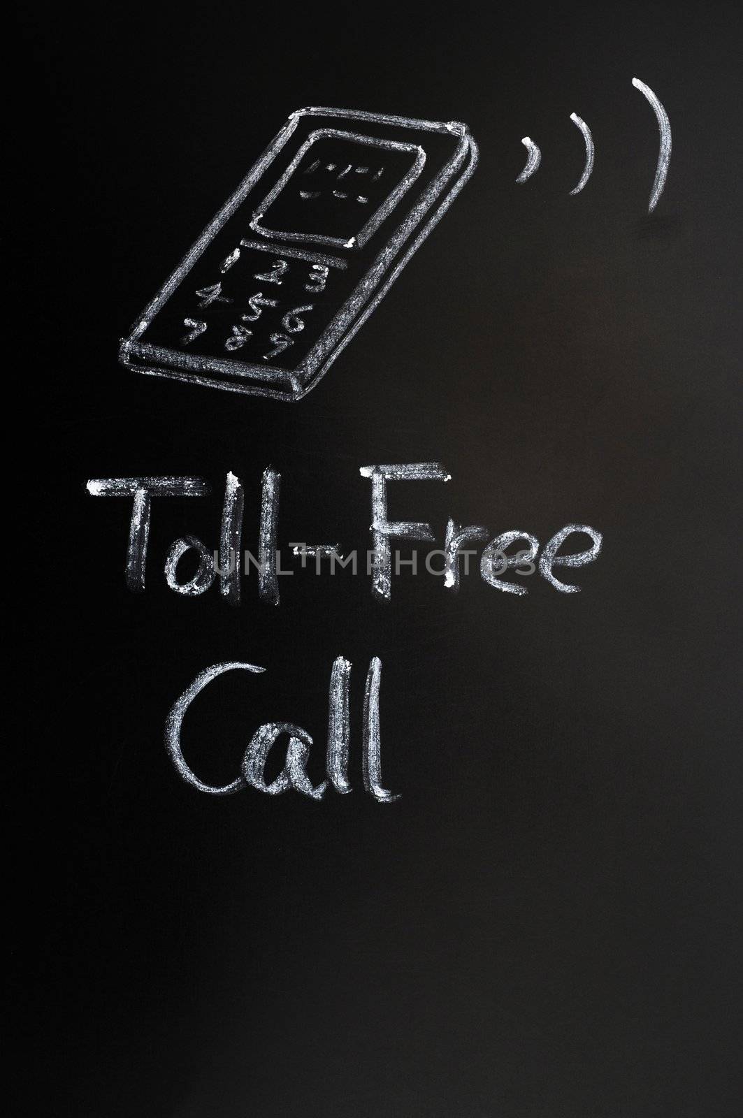 Toll-free call background drawn on a blackboard