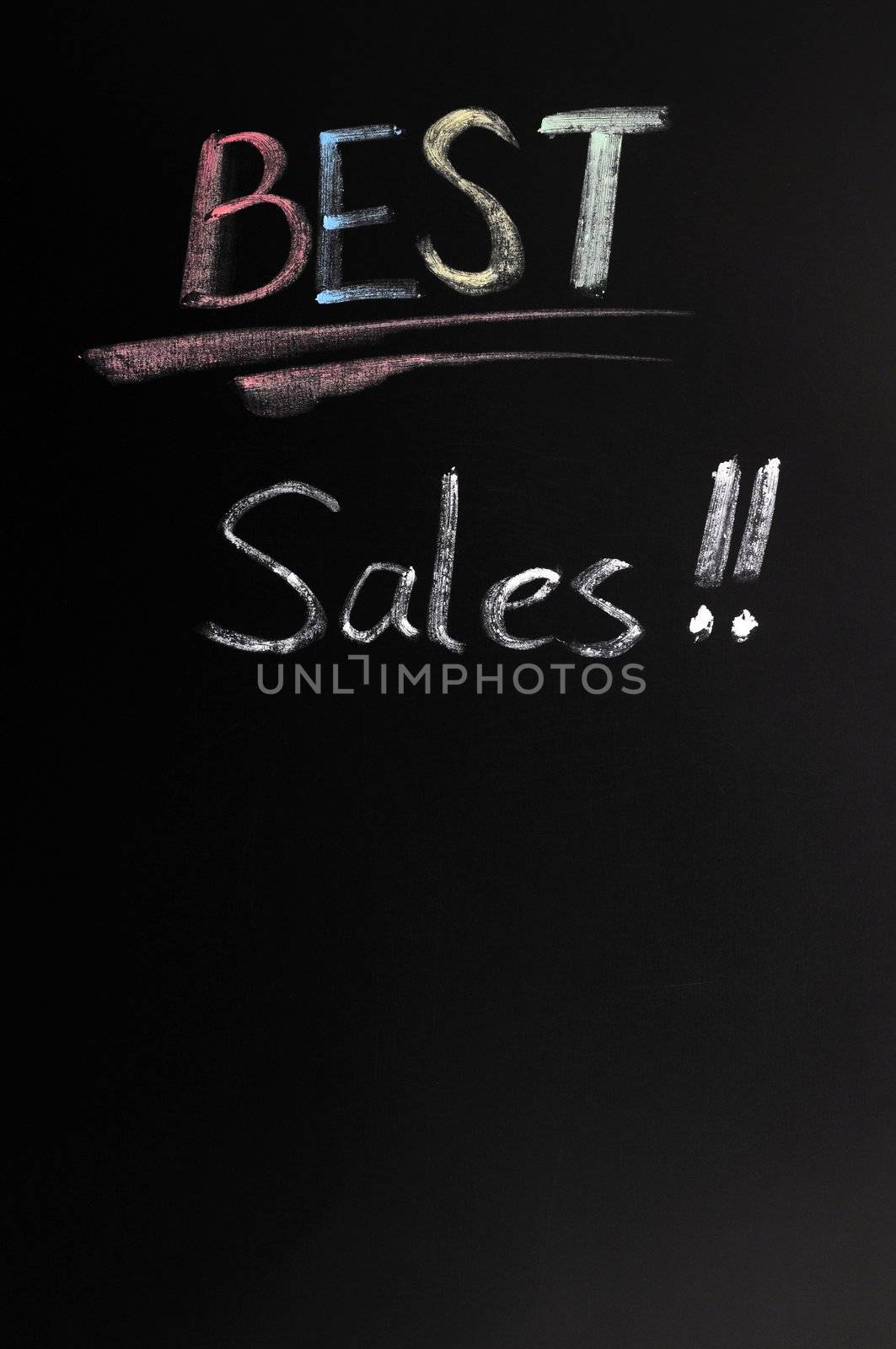 Best sales written in chalk on a blackboard