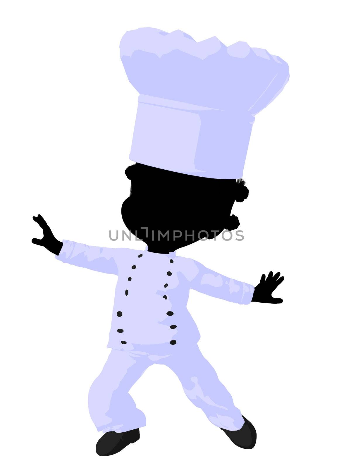 Little African American Chef Girl Illustration Silhouette by kathygold