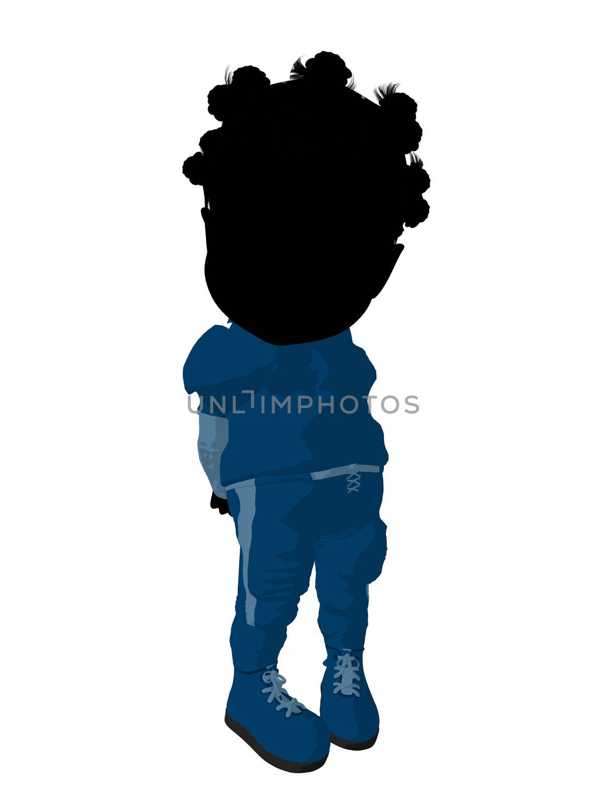 Little African American Football Girl Illustration Silhouette by kathygold