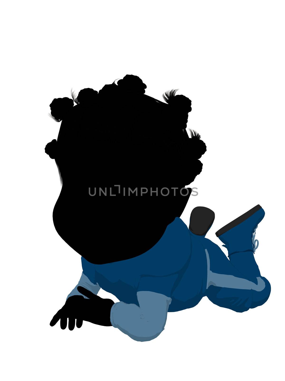 Little african american football girl on a white background