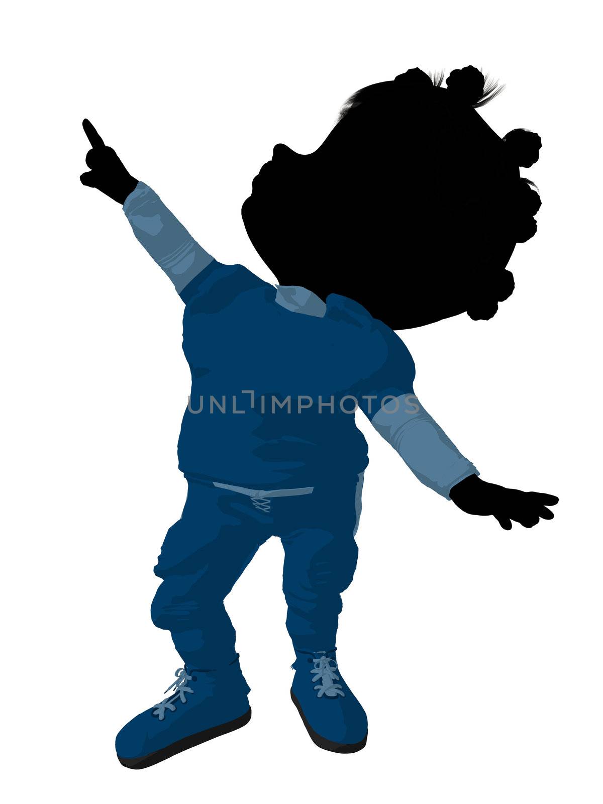 Little African American Football Girl Illustration Silhouette by kathygold