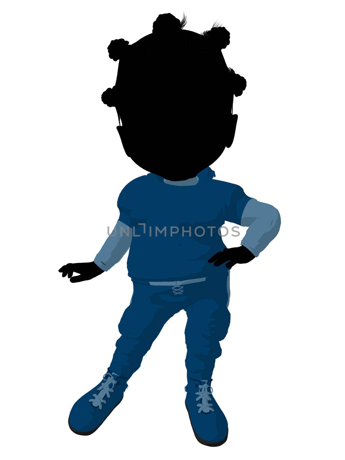 Little African American Football Girl Illustration Silhouette by kathygold