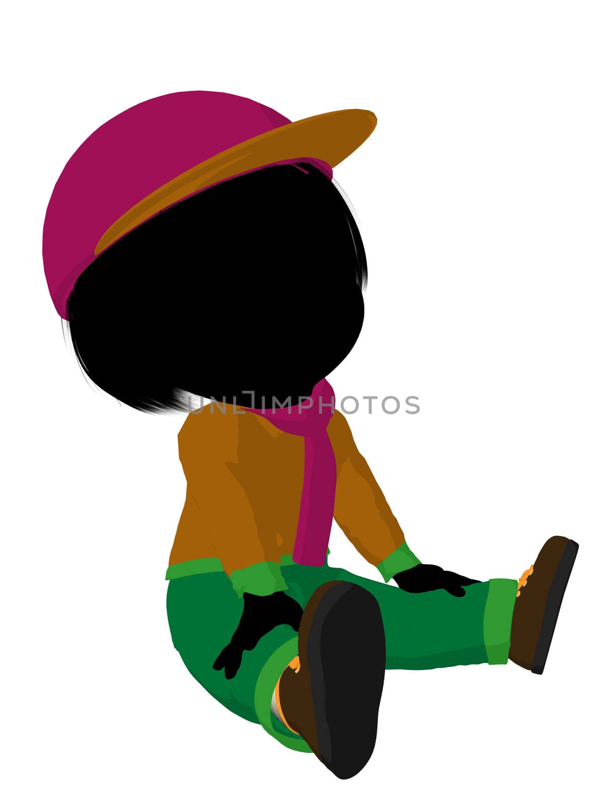 Little Outdoor Girl Illustration Silhouette by kathygold