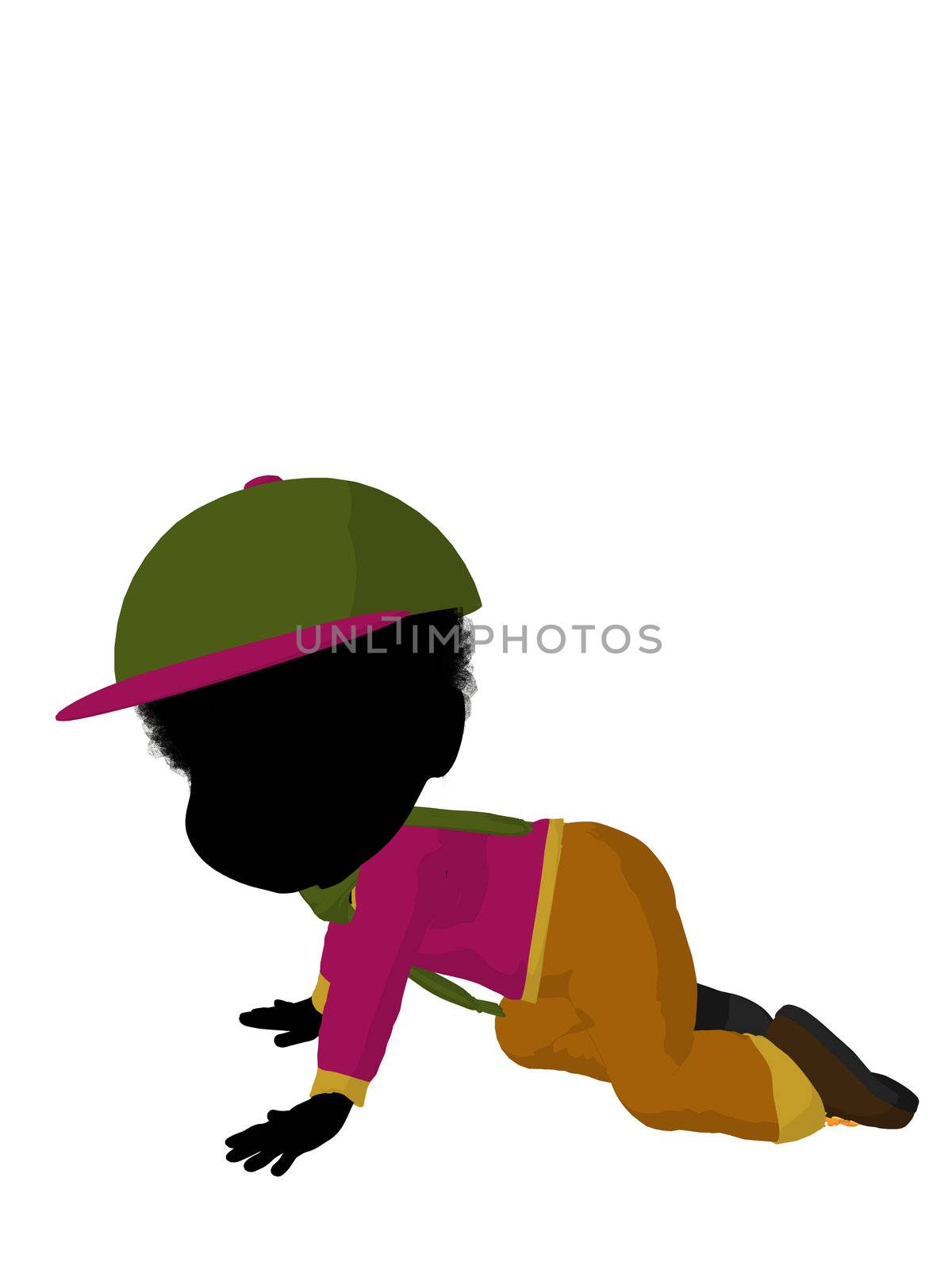 Little African American Outdoor Girl Illustration Silhouette by kathygold