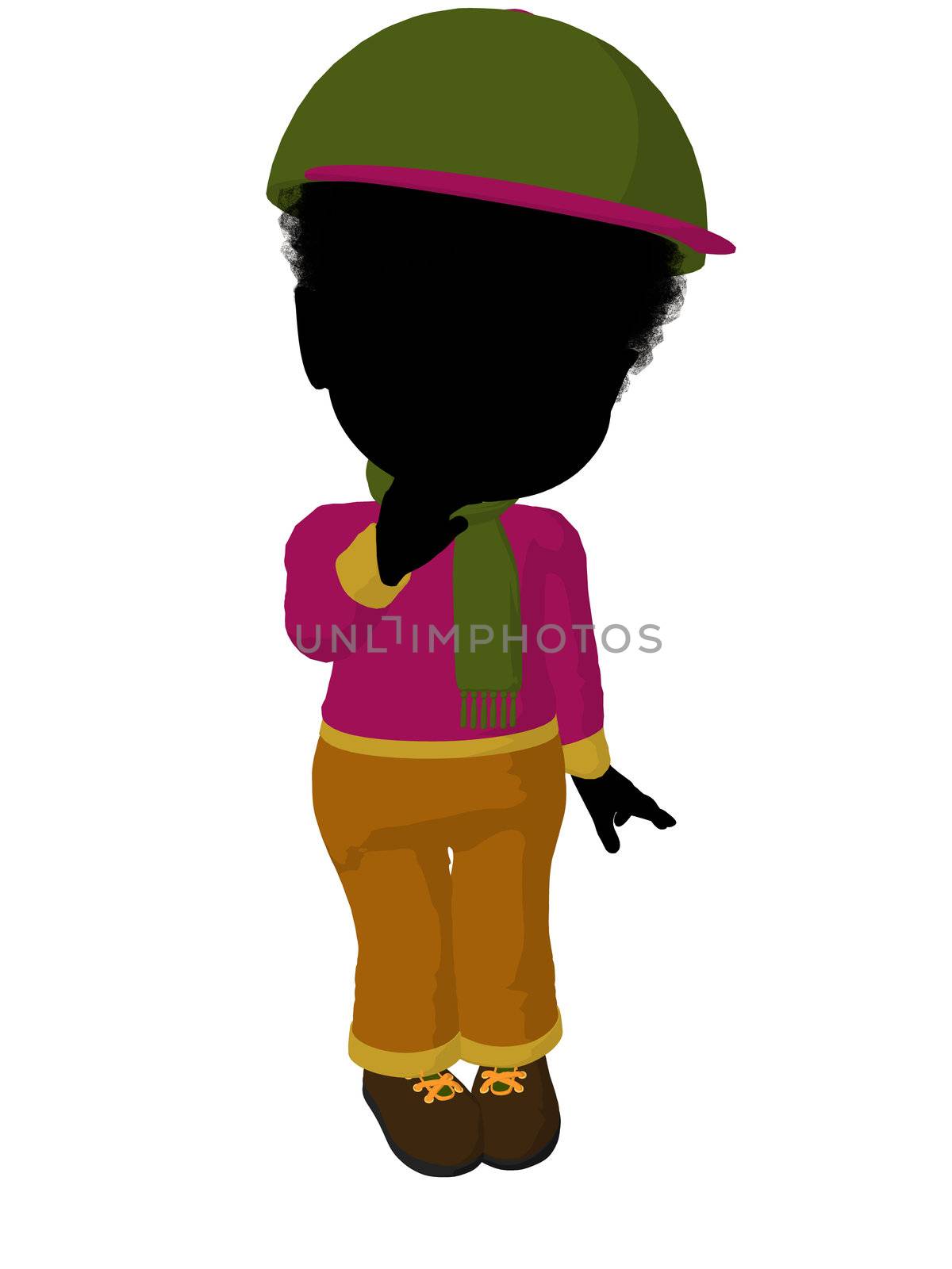 Little African American Outdoor Girl Illustration Silhouette by kathygold