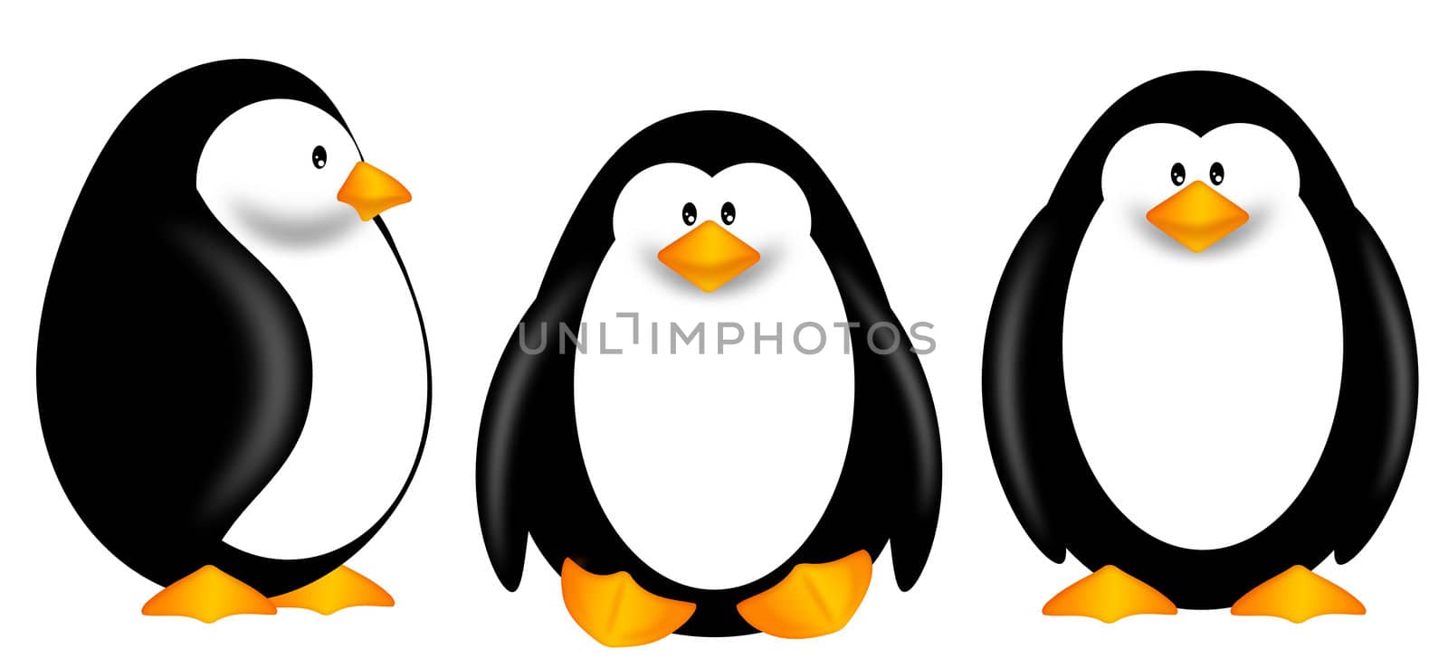 Cute Penguins Clipart Isolated on White Background by jpldesigns