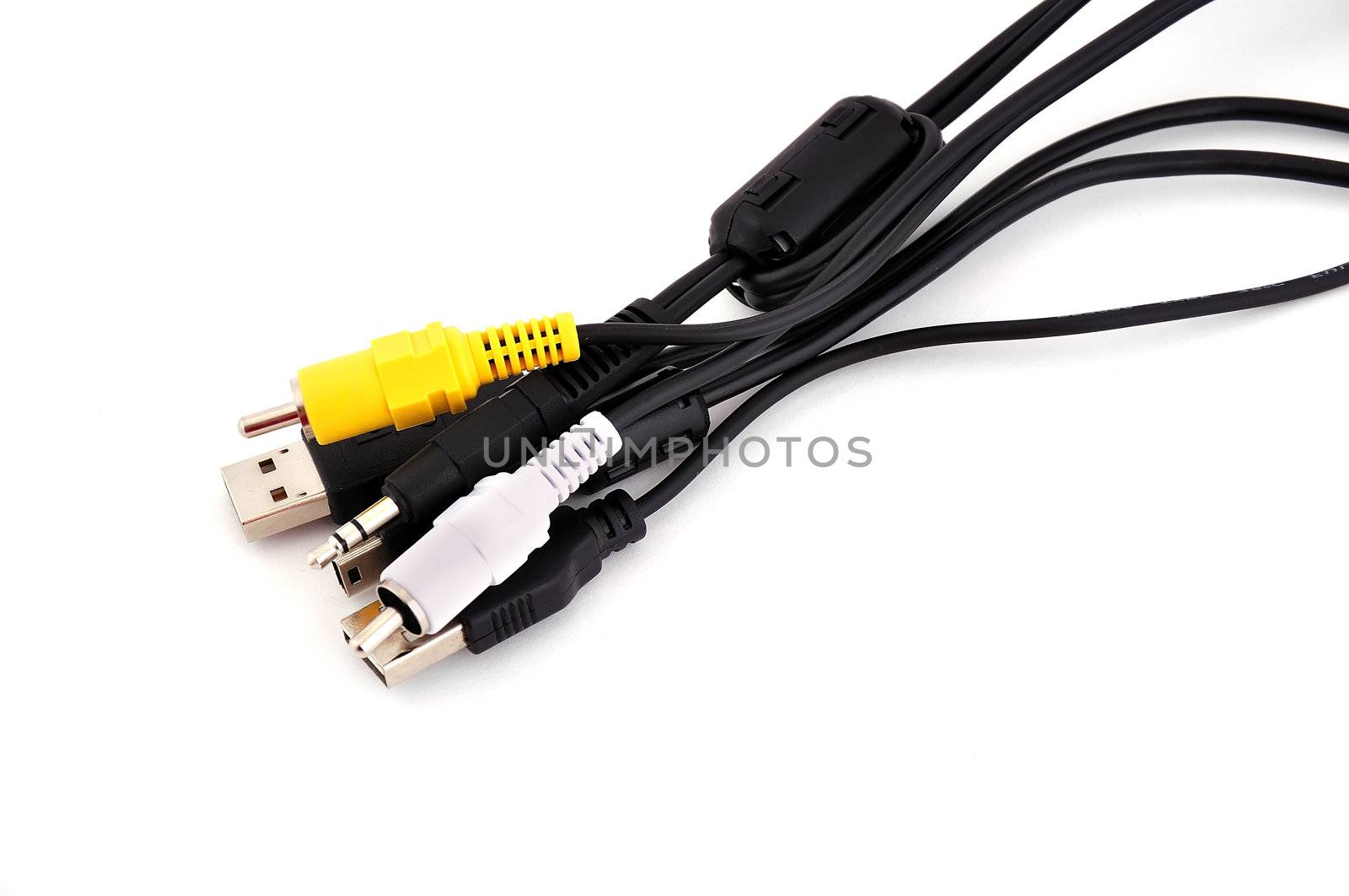 computer wires on a white background