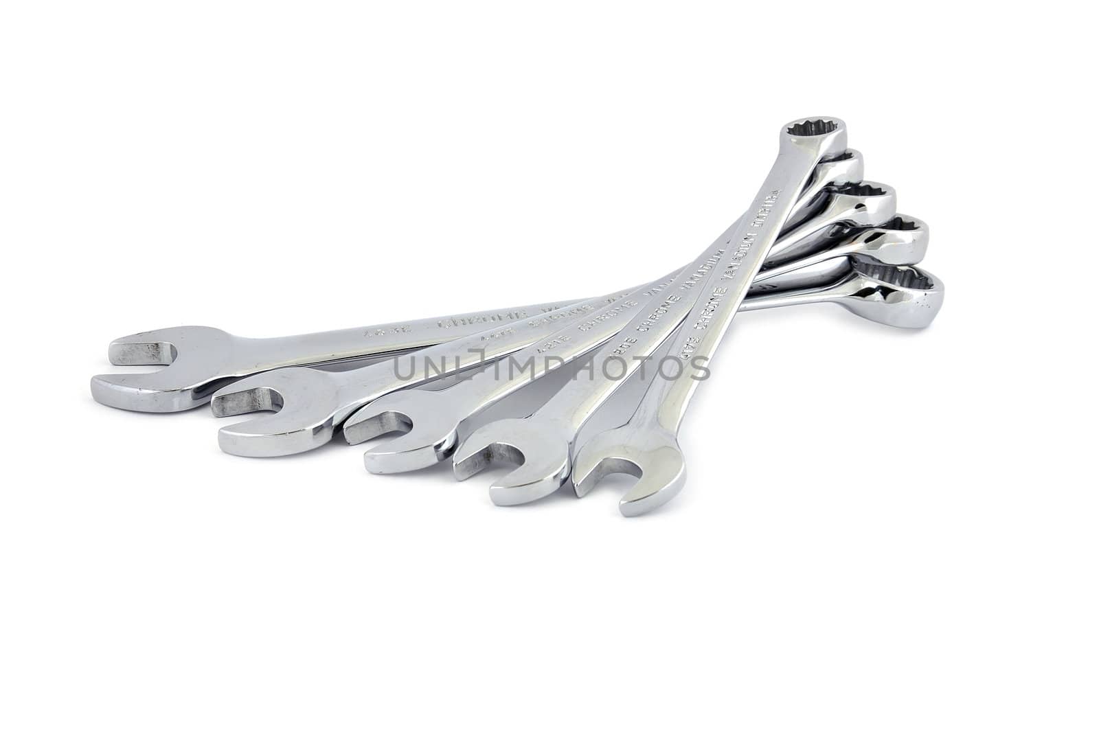set of wrenches on white background
