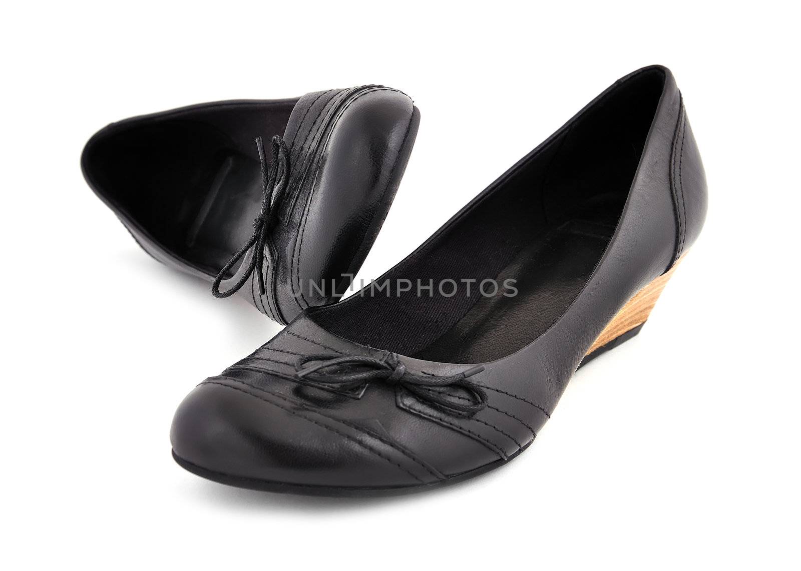 black ladies shoes on a white background