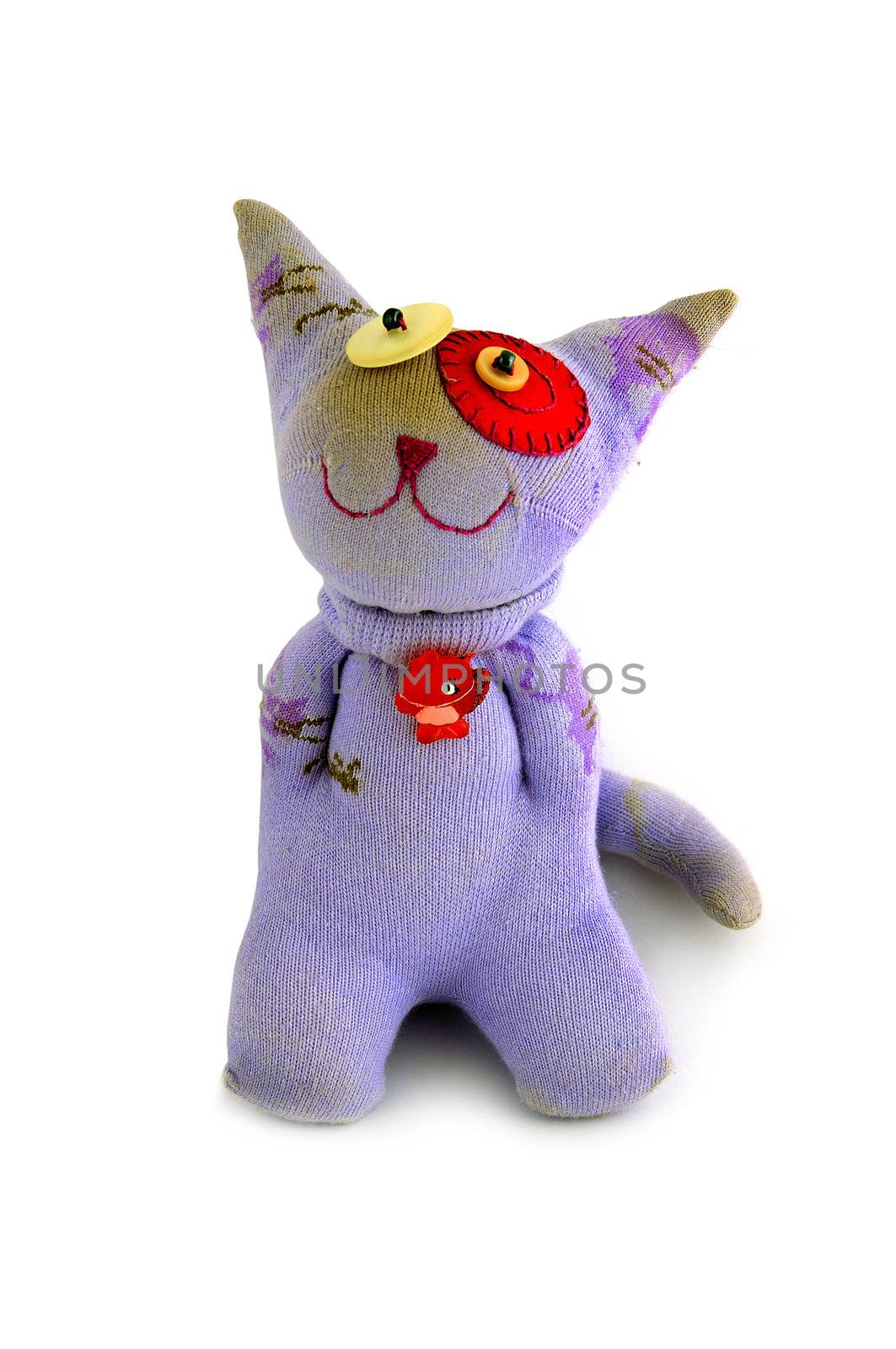 soft toy cat on a white background